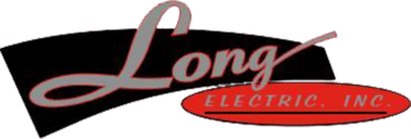 Logo with the word "Long" in cursive on a black arc and "ELECTRIC, INC." in a red oval.
